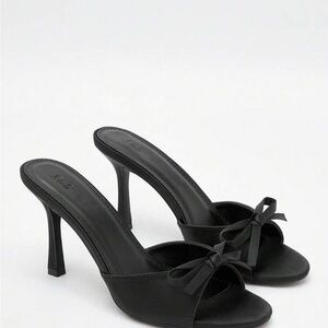 SHEIN Black Bow Slide Heel - Elegant Women's Mule